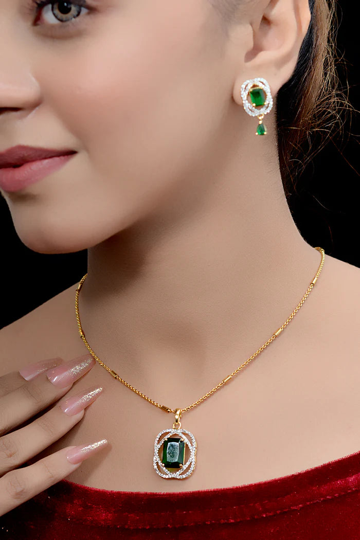 Party Wear Green Locket Set