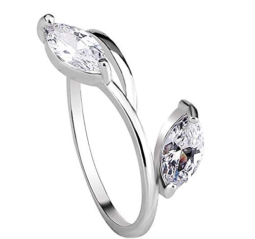 Natural Diamond Heart Shape Two Stone Rings in universal size / Buy 1 Get 1 Free